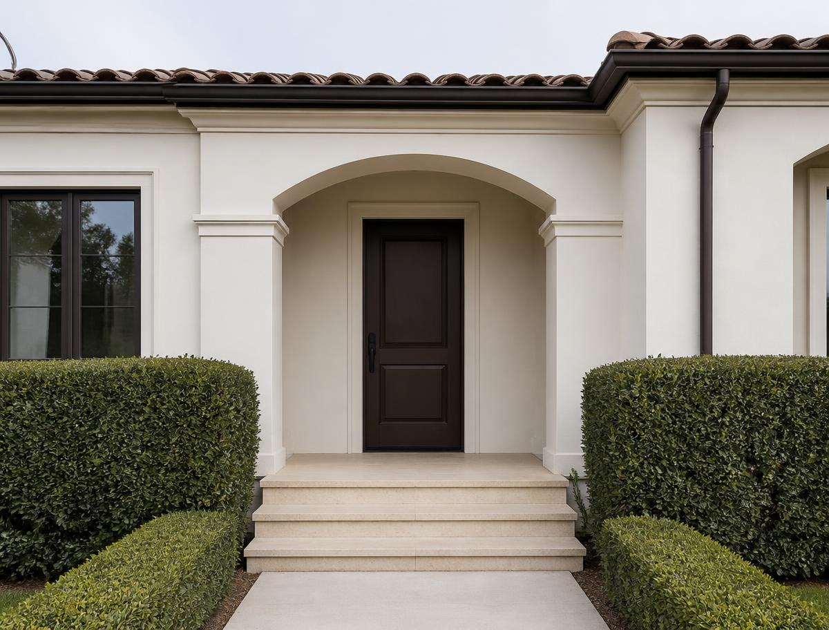 A plain front entrance before styling